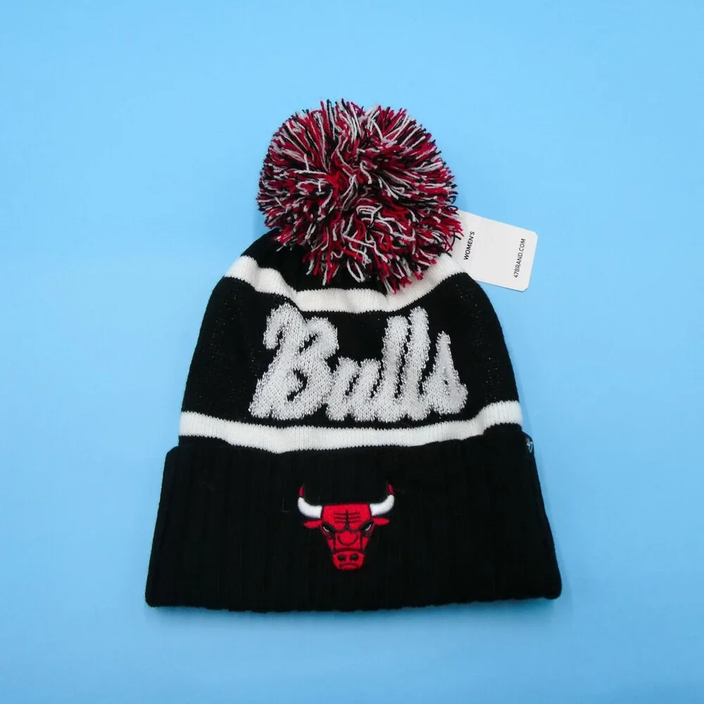 '47 Brand Chicago‎ Bulls Winter Hat Womens Black Knit Acrylic Beanie NBA Script
